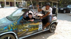 Sam with Borat, our Khmer friend from 2012.