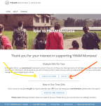 Screenshot online giving page YWAM&nbsp;MT